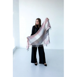 Велика рожева кашемірова хустка косинка в клітину CASHMERE